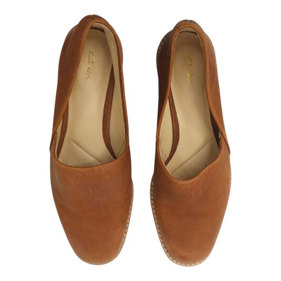 Clarks Pure Easy Leather Loafer Womens Size 6M Slip On Comfort Shoes Tan - Picture 6 of 16